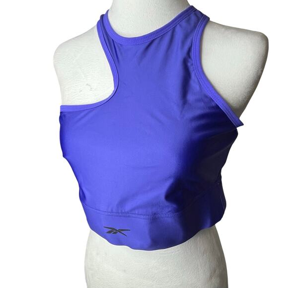 Reebok x Cardi B NWT One Shoulder Crop Tank Top Ultima Purple Large Racerback - Picture 4 of 10